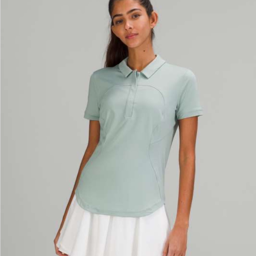 lululemon athletica Sage Green Short Sleeve Polo Top